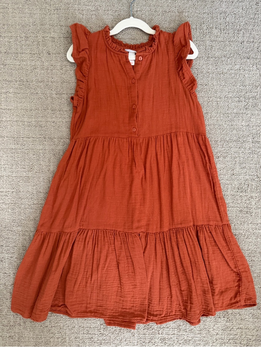 Cat & Jack Girls Rust Tiered Dress with Ruffle Sleeves